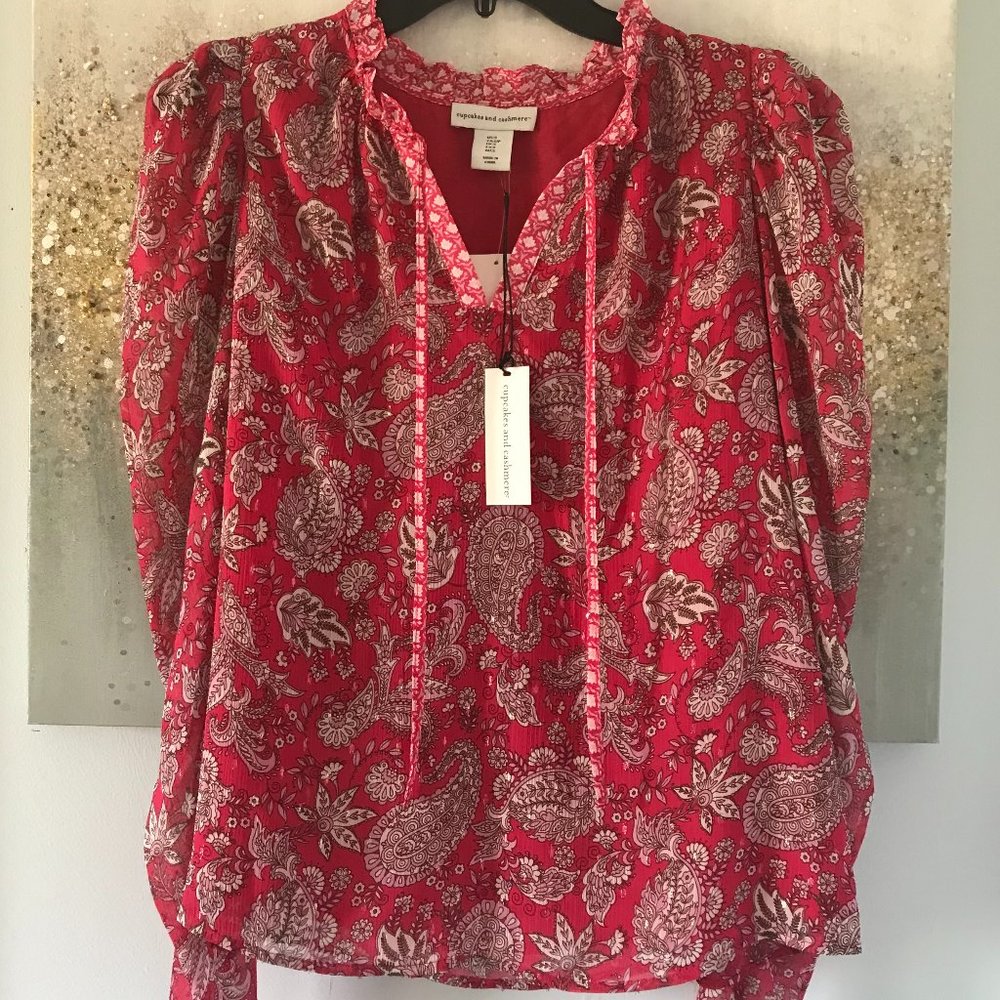 Cupcakes & Cashmere Paisley Print Blouse (NWT)